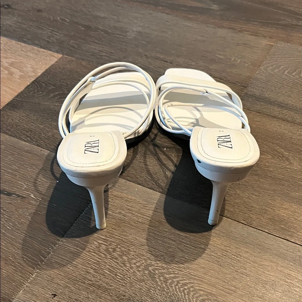 Zara Cream Strappy Heels - Picture 3 of 3